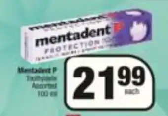 Spar Mentadent P Toothpaste Assorted 100 ml offer