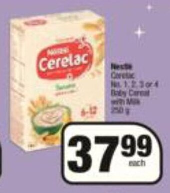 Nestle Cerelac No. 1,2,3 or 4 Baby Cereal with Milk 250g