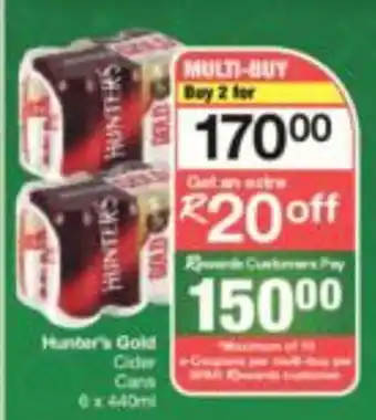Spar Hunter's Gold Cider Cans 6 x 440ml offer