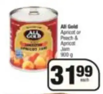 All Gold Apricot or Peach & Apricot Jam 900g