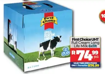 Take 'n Pay First Choice UHT Full Cream Milk 6x1lt offer