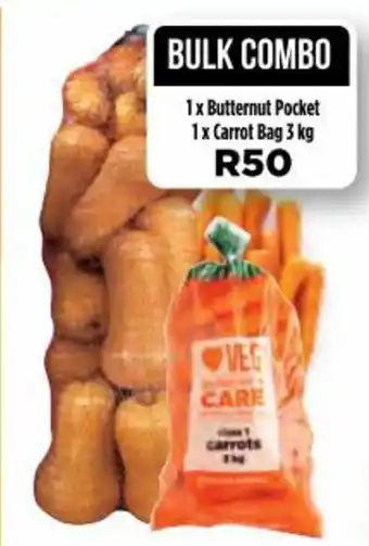 Food Lover's Market Bulk Combo: 1x Butternut Pocket, 1x Carrot Bag 3 kg offer