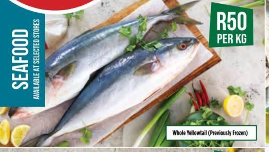 Whole Yellowtail (Previously Frozen) per kg offer at Food Lover's Market