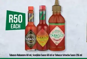 Food Lover's Market Tabasco Habanero 60 ml, Scorpion Sauce 60 ml or Tabasco Sriracha Sauce 256 ml offer