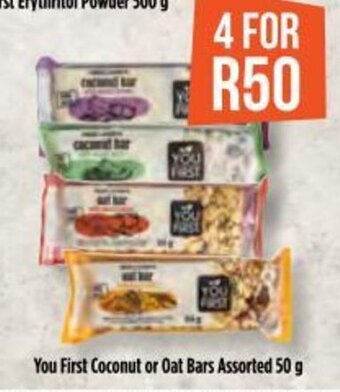 You First Coconut or Oat Bars Assorted 50g