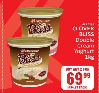 Double cream yogurt clover bliss offer at KitKat Cash and Carry