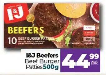 Take 'n Pay I&J Beefers Beef Burgers Patties 500g offer