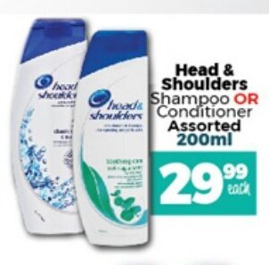 Head & Shoulders Shampoo or Conditioner Assorted 200 ml