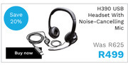 First Shop Logitech H390 USB Headset With Noise-Cancelling Mic offer