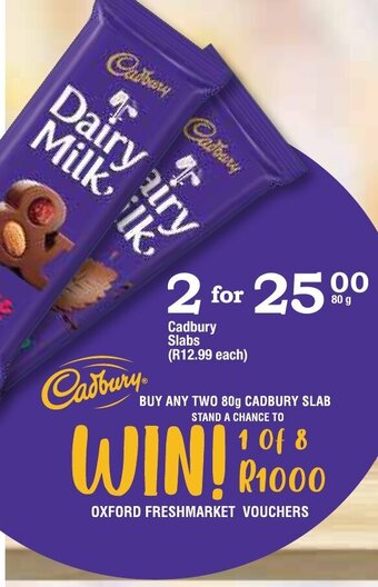 Oxford Freshmarket Cadbury Slabs 80g offer