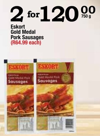 Oxford Freshmarket Eskort Gold Medal Pork Sausages 750g offer