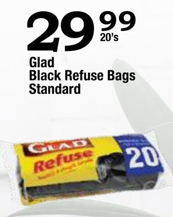 Glad Black Refuse Bags Standard 20's