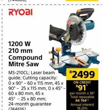 Builders Warehouse 1200 w 210 mm compound mitre saw offer