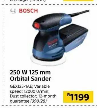 Builders Warehouse 250 w 125 mm orbital sander offer