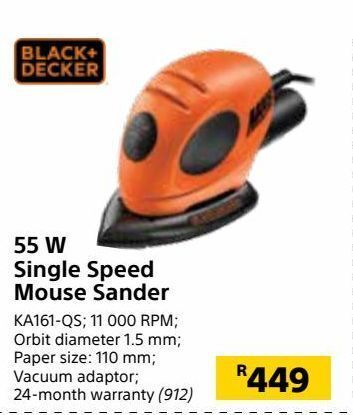 Builders Warehouse 55 w single speed mouse sander offer