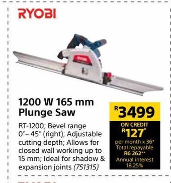 1200 w 165 mm plunge saw