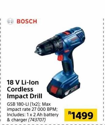 Builders Warehouse 18 v li-ion cordless impact drill offer