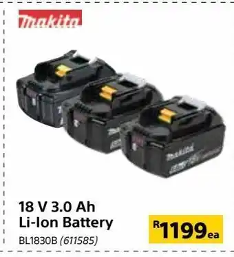 Builders Warehouse 18 v 3.0 ah li-ion batery offer