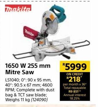 Builders Warehouse 1650 w 255 mm mitre saw offer