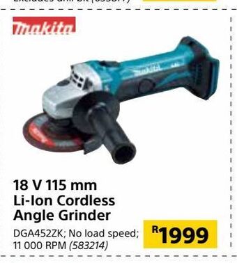 Builders Warehouse 18 v 115 mm li-ion cordless angle grinder offer