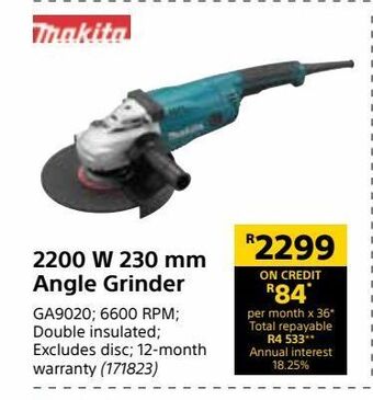 Builders Warehouse 2200 w 230 mm angle grinder offer