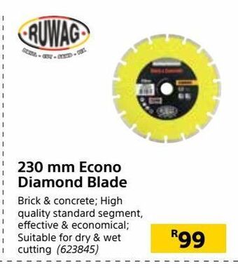 Builders Warehouse 230 mm econo diamond blade offer