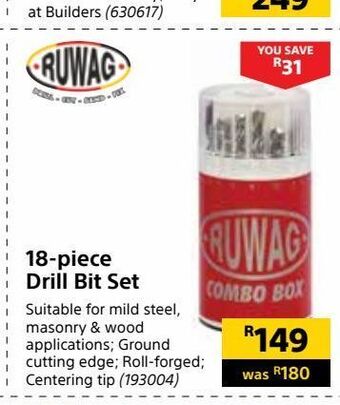 Builders Warehouse 18-piece drill bit set offer