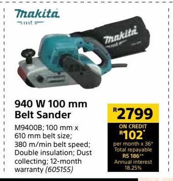 Builders Warehouse 940 w 100 mm belt sander offer