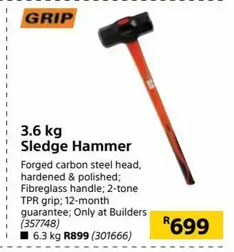 Builders Warehouse 3.6 kg sledge hammer offer