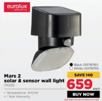 Eurolux Mars 2 Solar & Sensor Wall Light