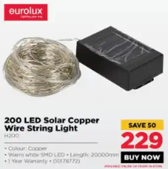 HiFi Corp Eurolux 200 LED Solar Copper Wire String Light offer