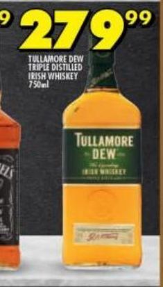 Tullamore dew triple distilled irish whiskey