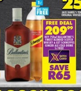 Shoprite Liquor Ballantine's finest blended scotch whisky & schweppes ginger ale cold drink offer