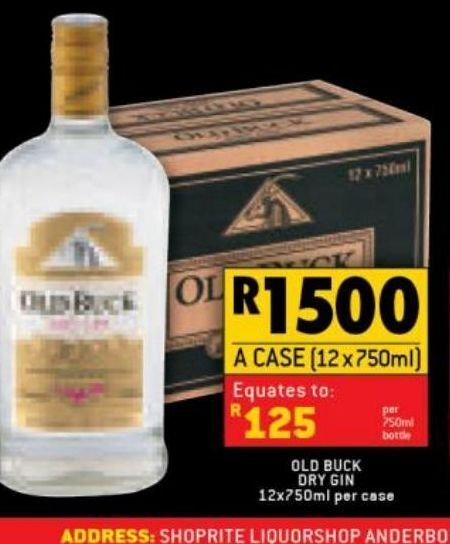 Old buck dry gin 12 offer at Shoprite Liquor