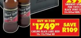 Shoprite Liquor Carling black label beer 10 offer
