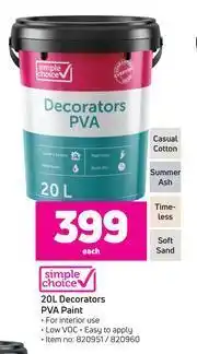 Game Simple Choice Decrators PVA Paint-20L Each offer