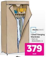 Game Mainstays 1 Shelf Hanging Wardrobe-Each offer