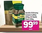 Game Jacobs Kronung Instant Coffee 200g Or Refill Pack 230g-Each offer