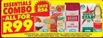 Shoprite Spekko Rice 2kg, Selati Brown Sugar 2kg, Sasko Cake Wheat Flour 2,5kg offer
