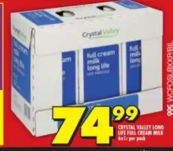 Shoprite Crystal Valley Long Life Full Cream Milk 6x1L offer
