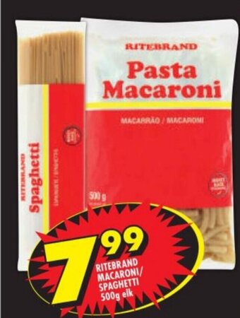 Shoprite Ritebrand Macaroni/Spaghetti 500g offer