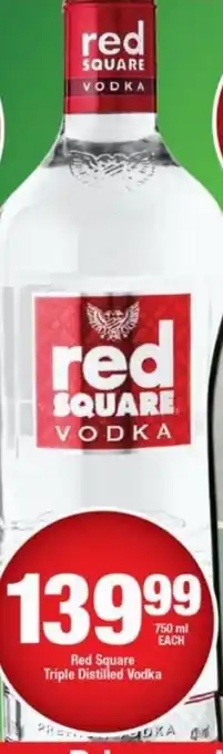 OK Liquor Red Square Triple Distilled Vodka 750ml each offer