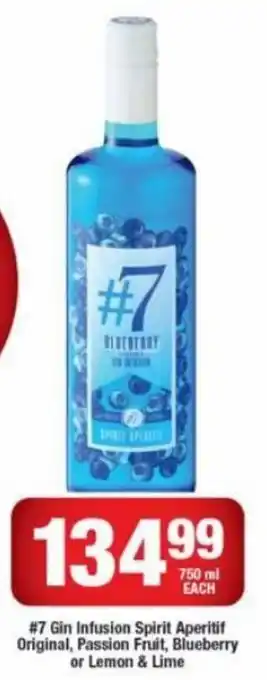 OK Liquor #7 Gin Infusion Spirit Aperitif Original, Passion Fruit, Blueberry or Lemon & Lime 750ml each offer