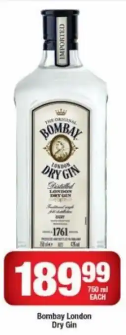 OK Liquor Bombay London Dry Gin 750 ml each offer