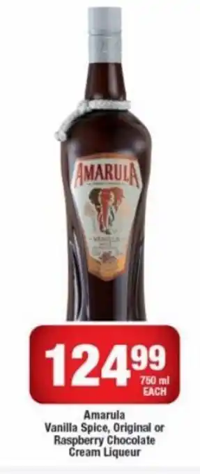 OK Liquor Amarula Vanilla Spice, Original or Raspberry Chocolate Cream Liqueur 750ml each offer