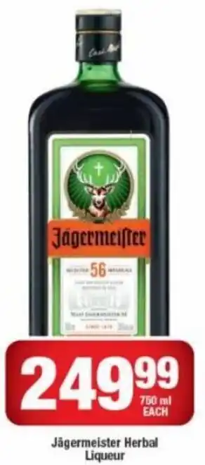 OK Liquor Jagermeister Herbal Liqueur 750 ml each offer