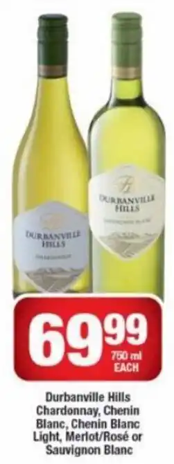OK Liquor Durbanville Hills Chardonnay , Chenin Blanc, Chenin Blanc Light, Merlot/Rose or Sauvignon Blanc 750 ml offer