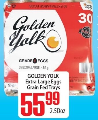 Golden Yolk Extra Large Eggs Grain Fed Trays 2.5 DOz