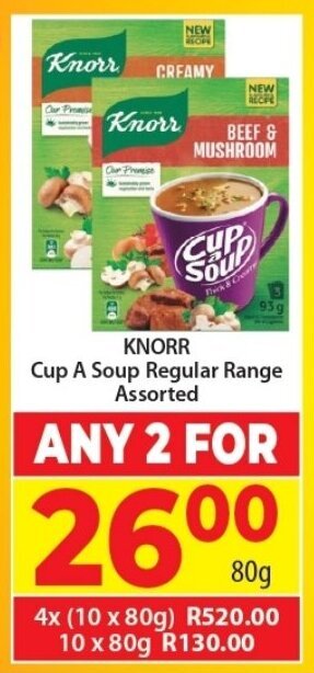 Elite Cash & Carry KNORR Cup A Soup Regular Range Assorted 80g offer