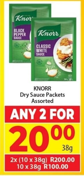 Knorr Dry Sauce Packets Assorted 38g offer at Elite Cash & Carry